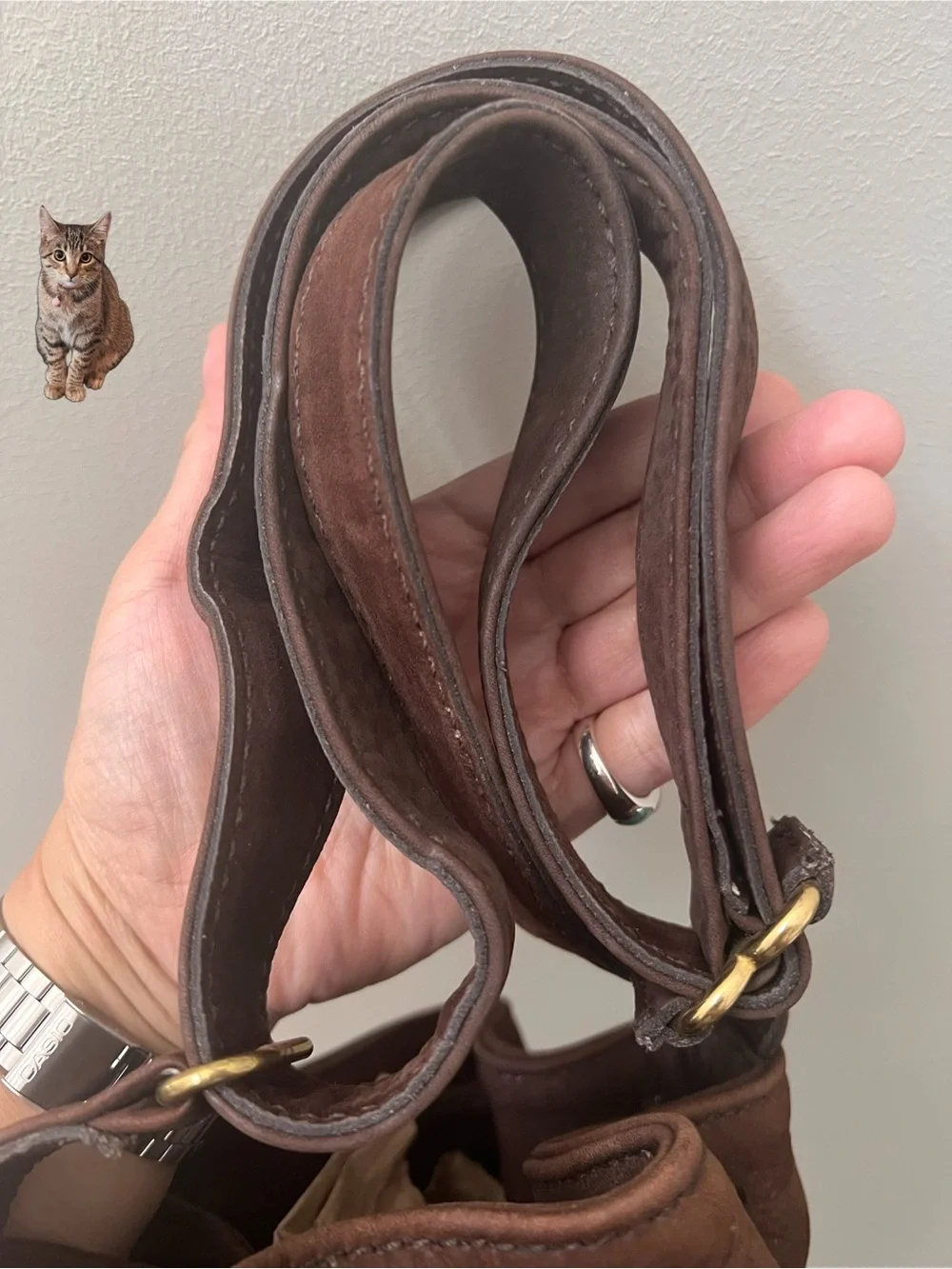 Vintage Coach Pocket Drawstring Nubuck Chocolate 4956